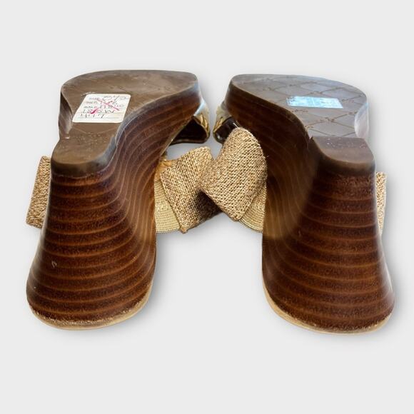 JACK ROGERS Nora Wedge Sandal in Neutral Tan & Metallic Gold Size 8.5 - Picture 4 of 9